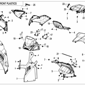 F04-2-C-V2 FRONT PLASTICS(7'' DASHBOARD,WITH GEARSHIFT LOCK)
