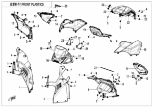 F04-2-C-V2 FRONT PLASTICS(7'' DASHBOARD, WITH GEARSHIFT LOCK)