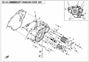 E01‑4-B LEFT CRANKCASE COVER ASSY.(WITH RECOIL START,OLD)