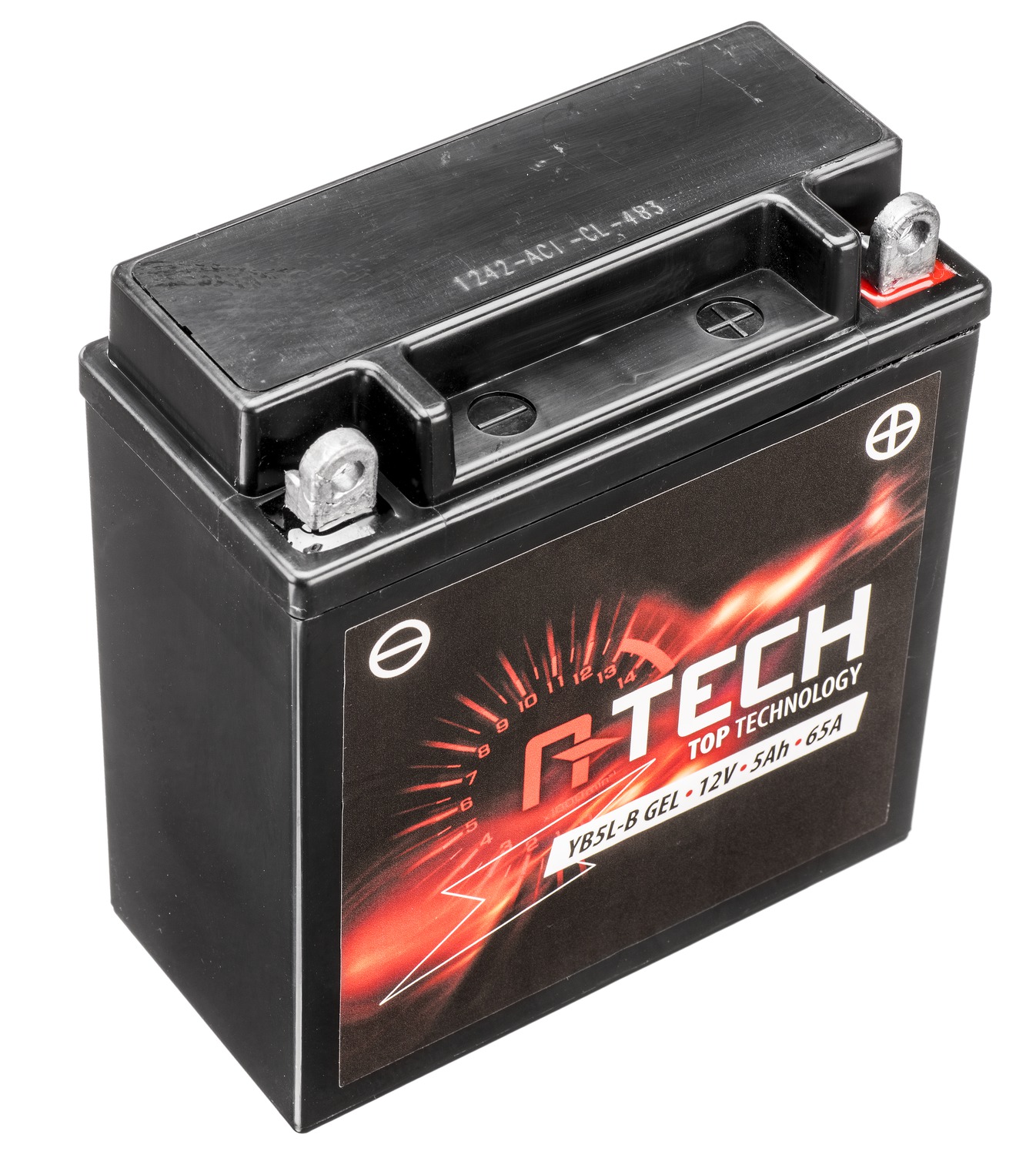 baterie 12V, YB5L-B GEL, 5Ah, 65A, bezúdržbová GEL technologie 120x60x130, A-TECH (aktivovaná ve výrobě)